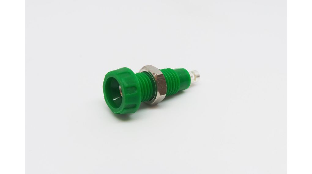 Banana Socket Green 4 mm Brass Silver 250VAC 10A Solder Cup Pack of 10 pieces
